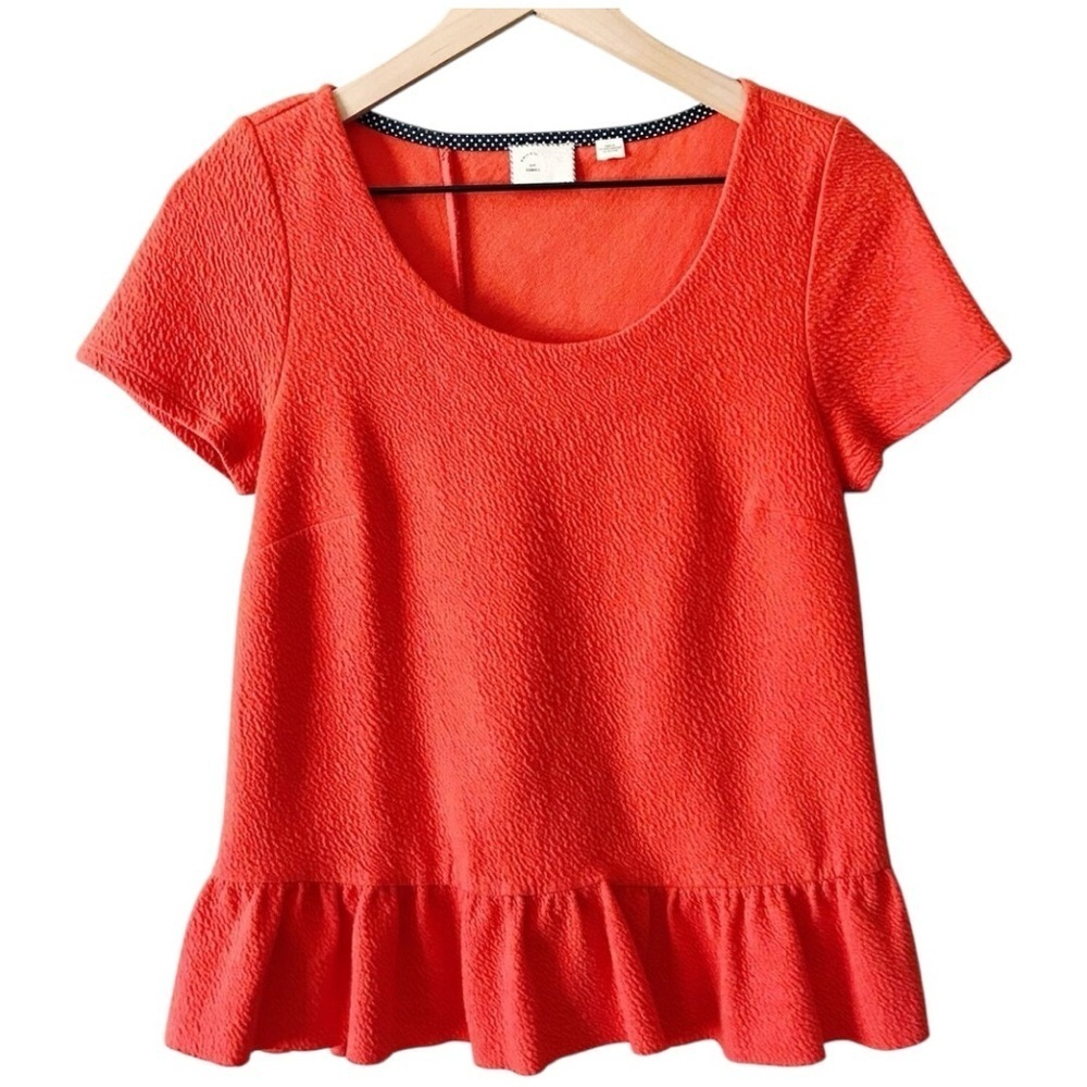 ANTHROPOLOGIE Postmark Orange Peplum Top Size S